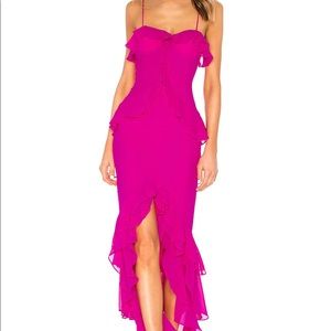 NEWLY steamed cleaned Lovers and Friends Revolve Melissa Gown in Magenta